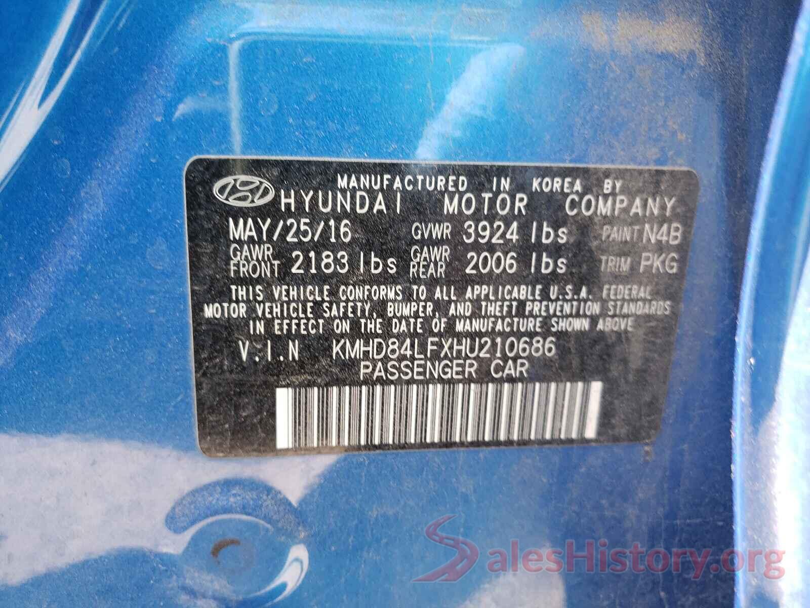 KMHD84LFXHU210686 2017 HYUNDAI ELANTRA