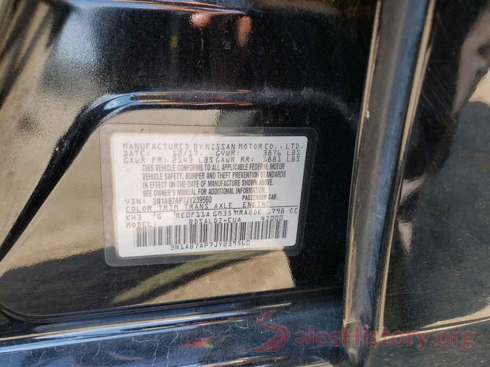 3N1AB7AP7JY239560 2018 NISSAN SENTRA