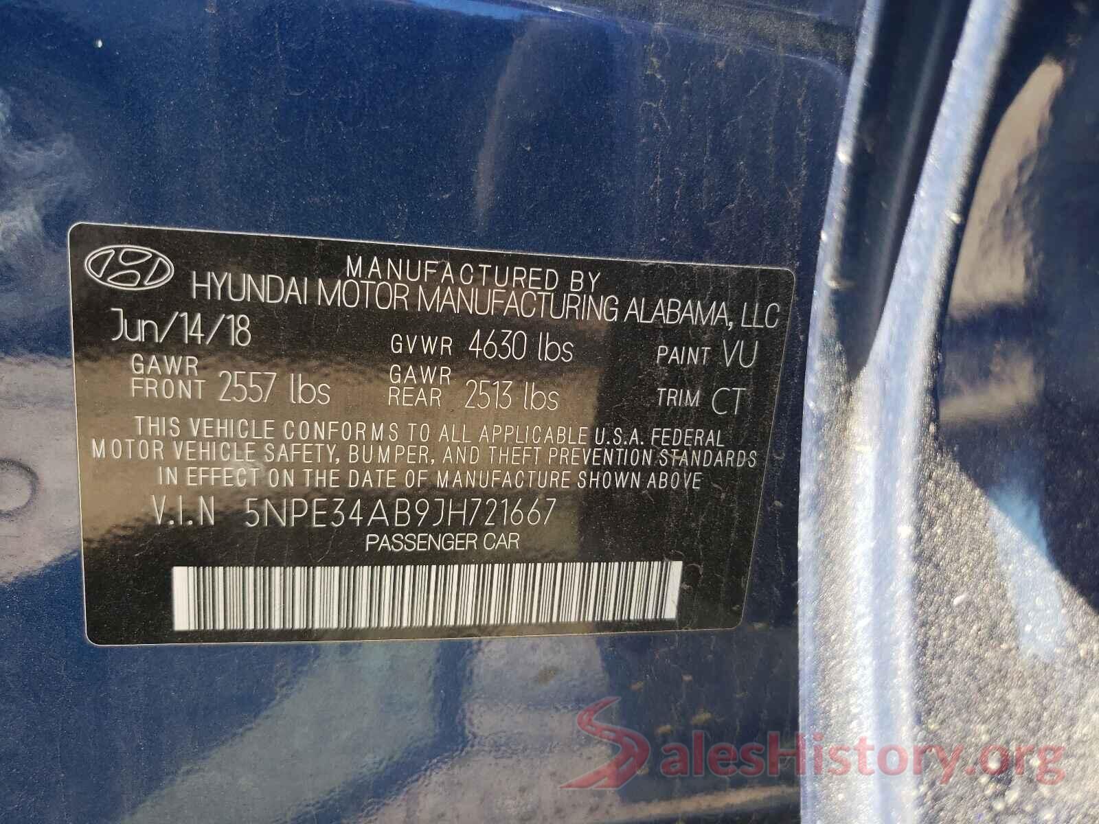 5NPE34AB9JH721667 2018 HYUNDAI SONATA