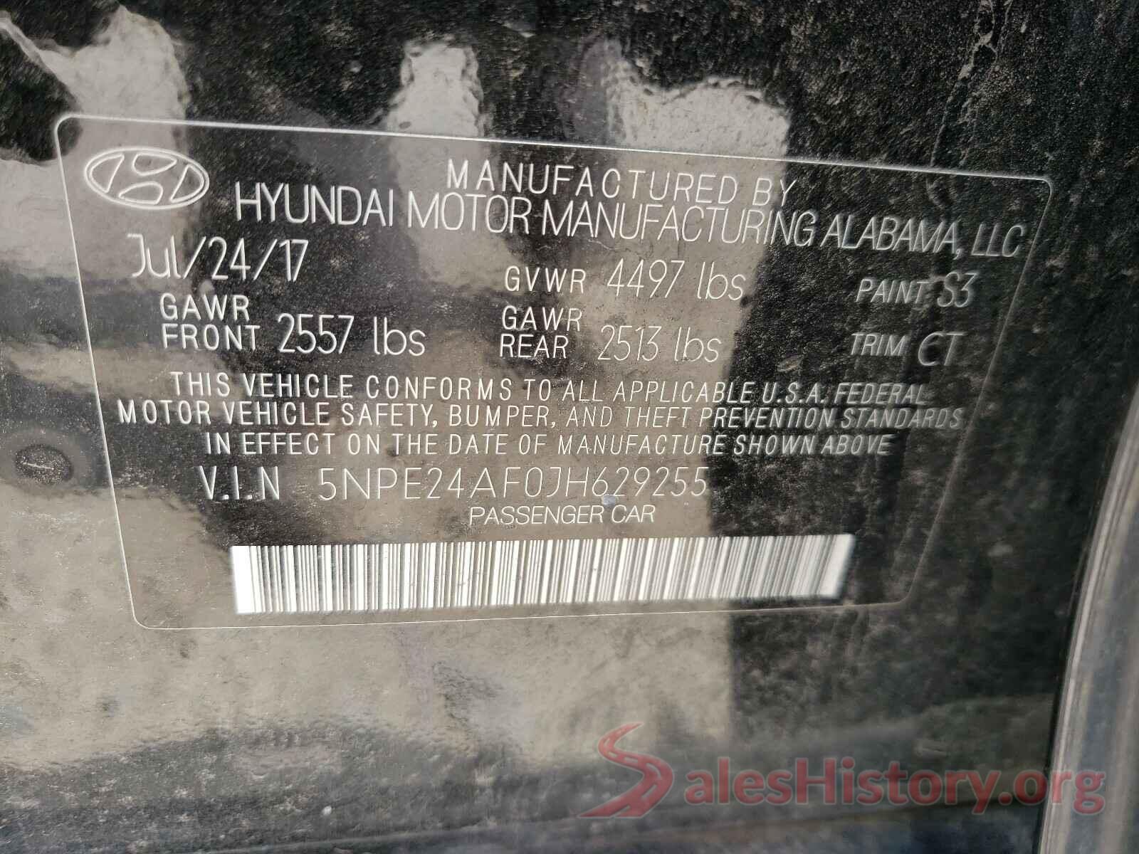 5NPE24AF0JH629255 2018 HYUNDAI SONATA