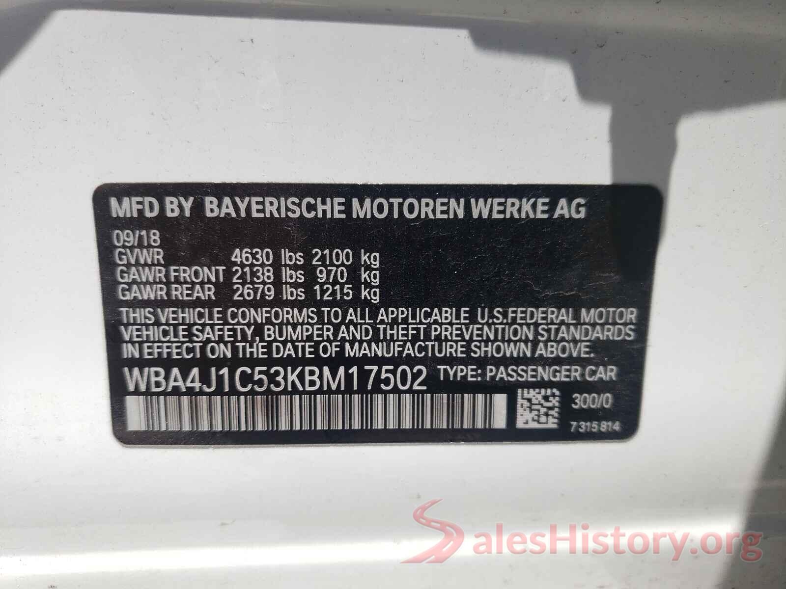 WBA4J1C53KBM17502 2019 BMW 4 SERIES