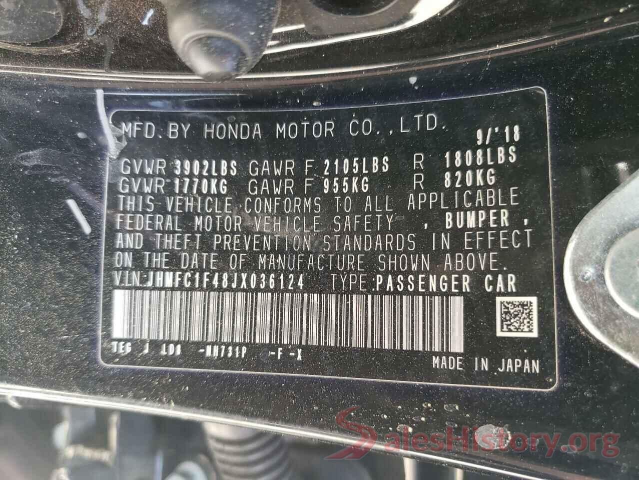 JHMFC1F48JX036124 2018 HONDA CIVIC