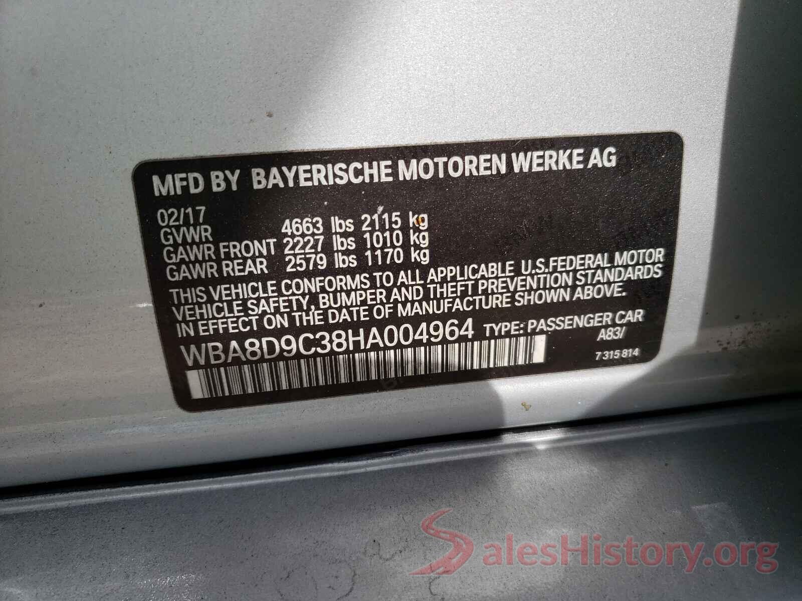 WBA8D9C38HA004964 2017 BMW 3 SERIES