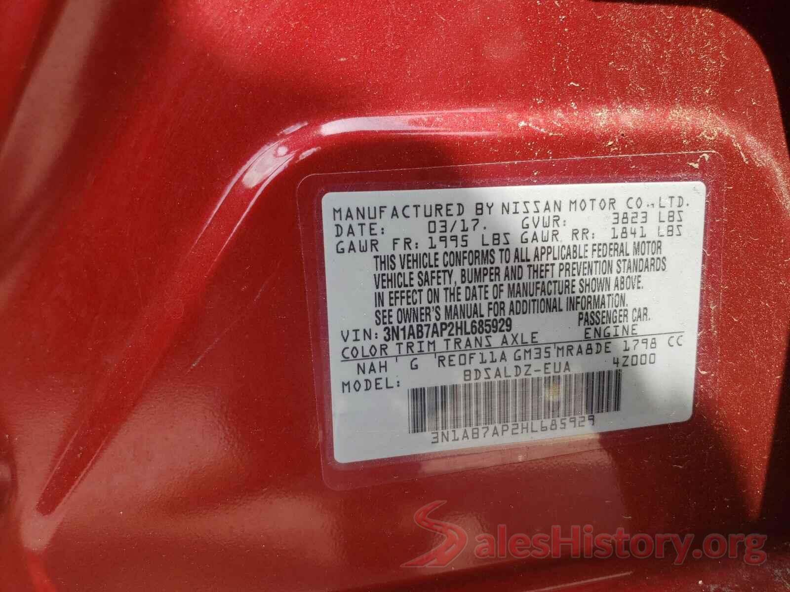 3N1AB7AP2HL685929 2017 NISSAN SENTRA