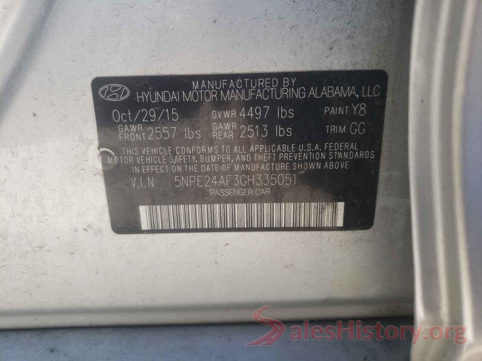 5NPE24AF3GH335051 2016 HYUNDAI SONATA