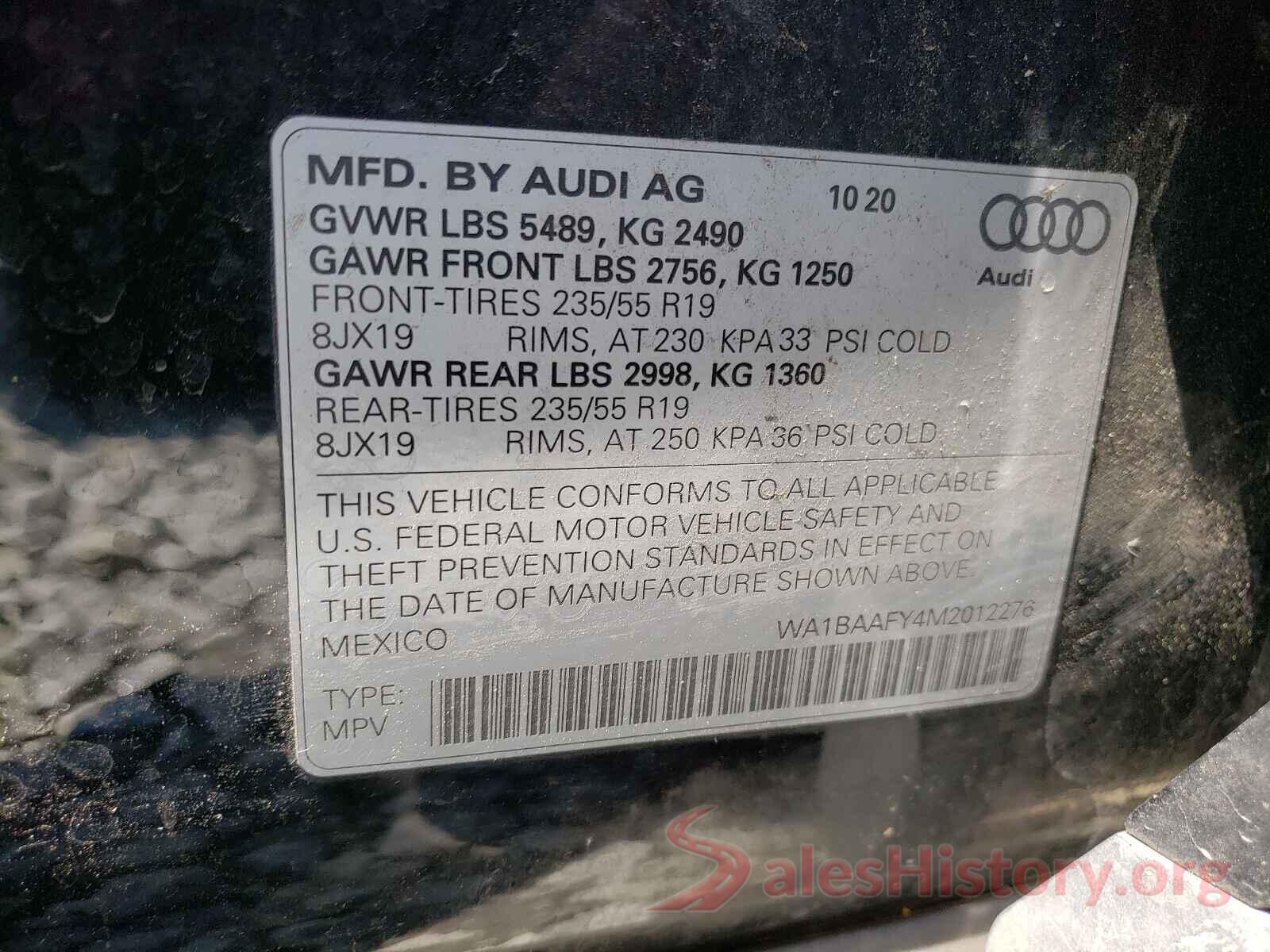 WA1BAAFY4M2012276 2021 AUDI Q5