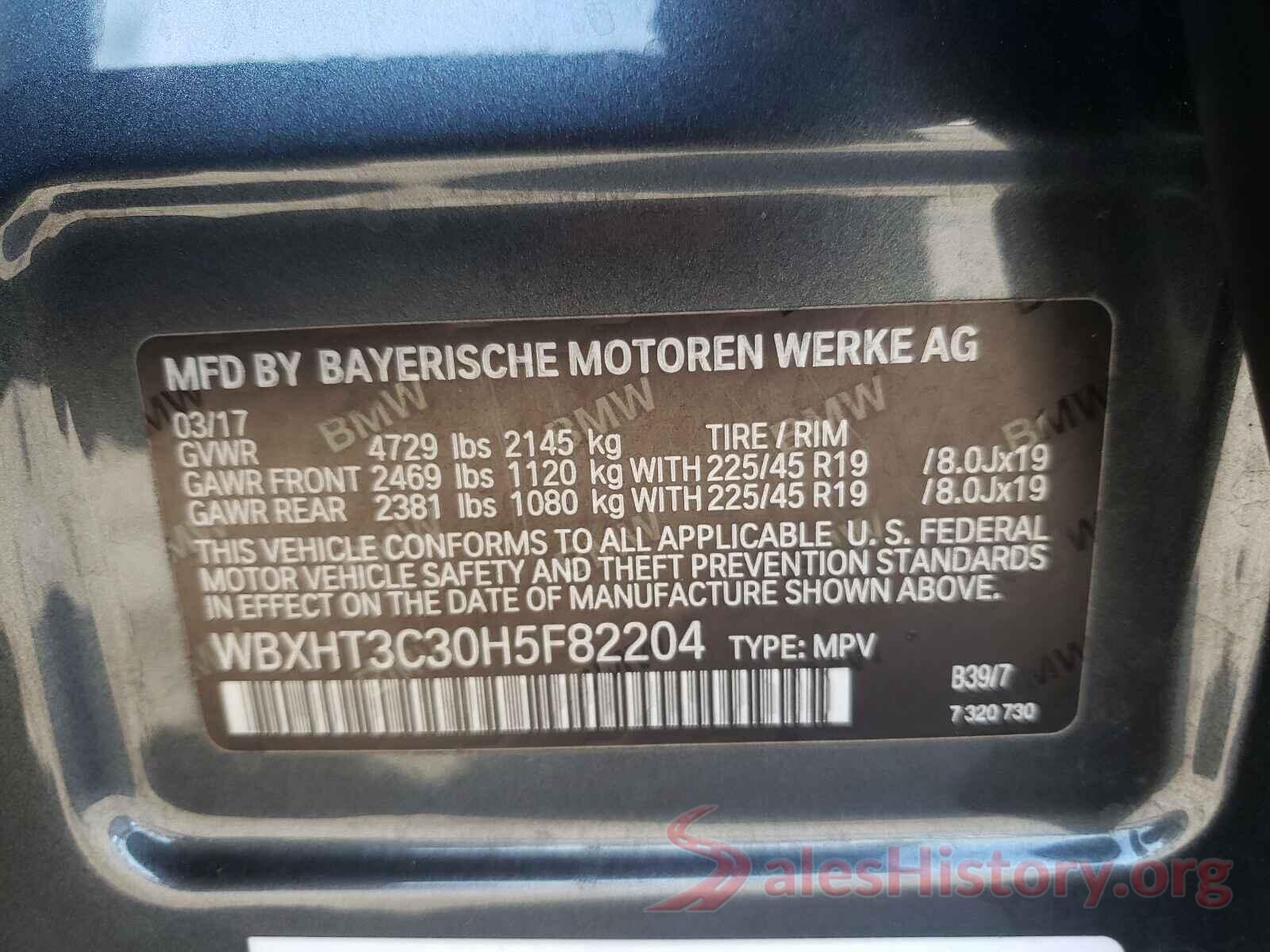 WBXHT3C30H5F82204 2017 BMW X1