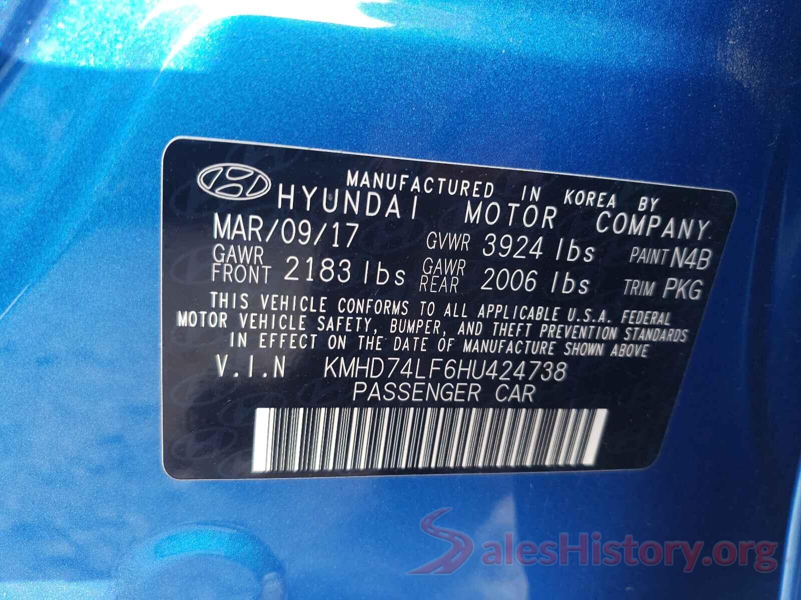 KMHD74LF6HU424738 2017 HYUNDAI ELANTRA