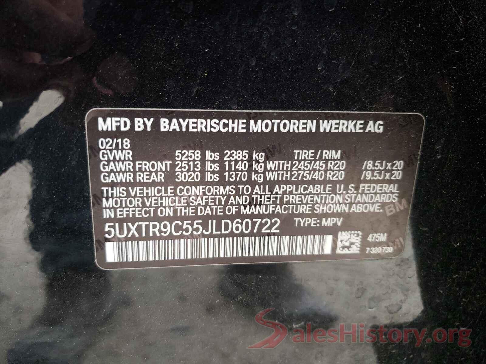 5UXTR9C55JLD60722 2018 BMW X3