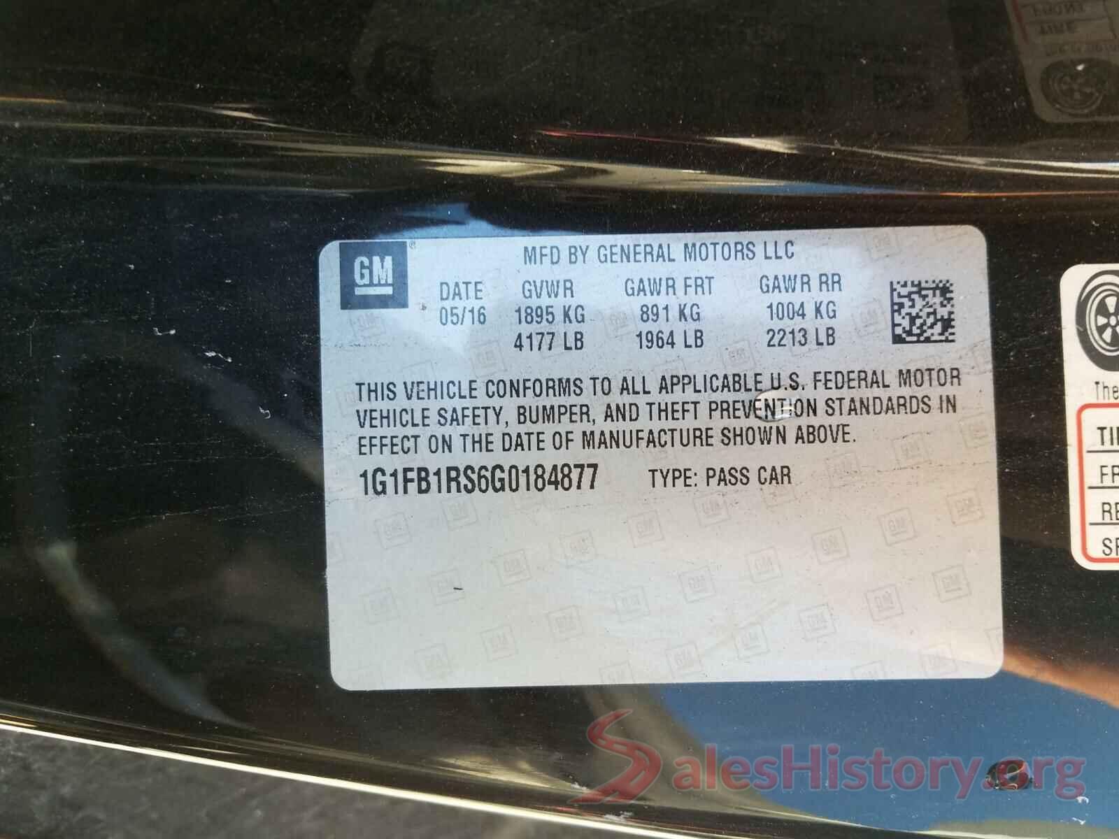 1G1FB1RS6G0184877 2016 CHEVROLET CAMARO