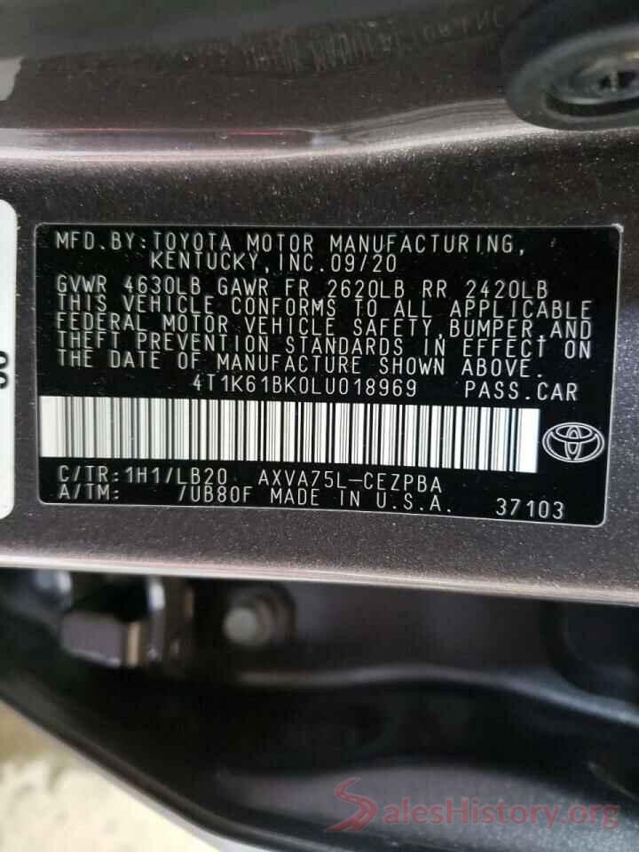 4T1K61BK0LU018969 2020 TOYOTA CAMRY