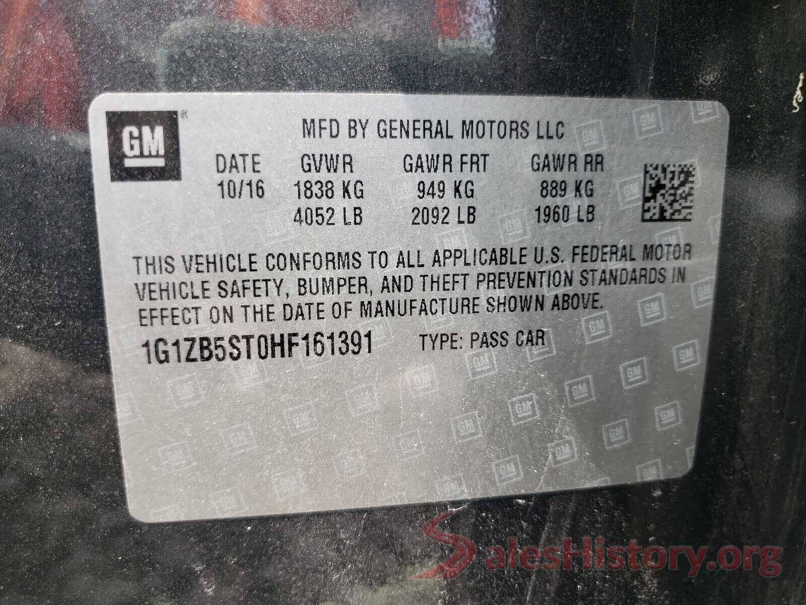 1G1ZB5ST0HF161391 2017 CHEVROLET MALIBU