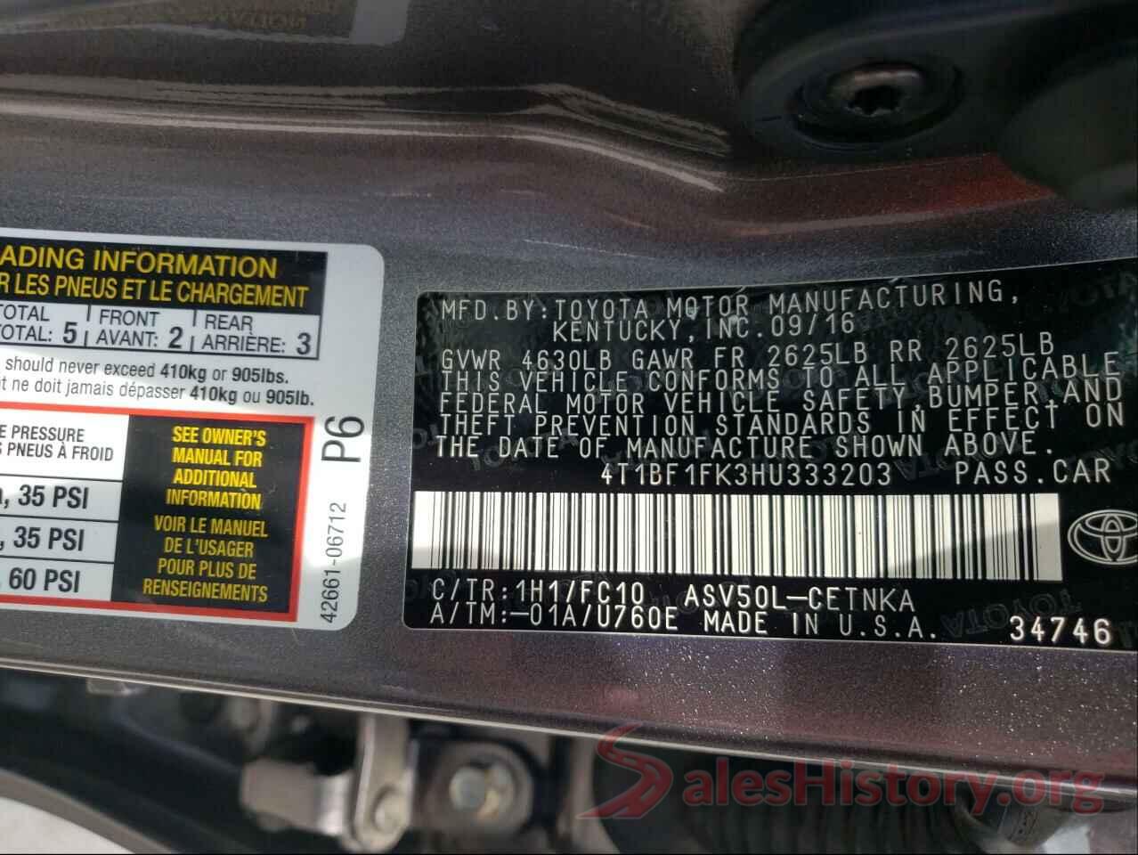 4T1BF1FK3HU333203 2017 TOYOTA CAMRY