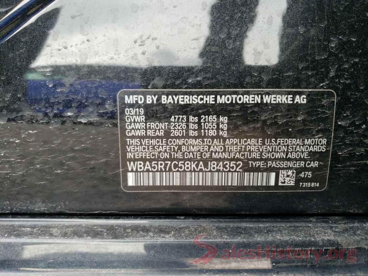 WBA5R7C58KAJ84352 2019 BMW 3 SERIES