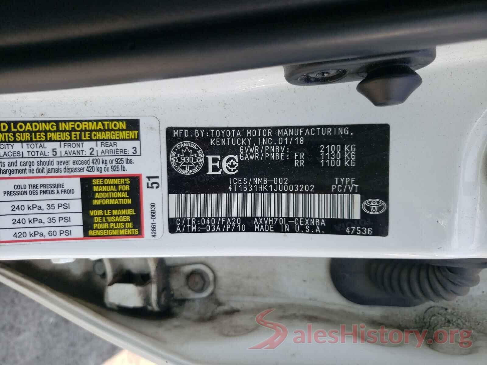 4T1B31HK1JU003202 2018 TOYOTA CAMRY