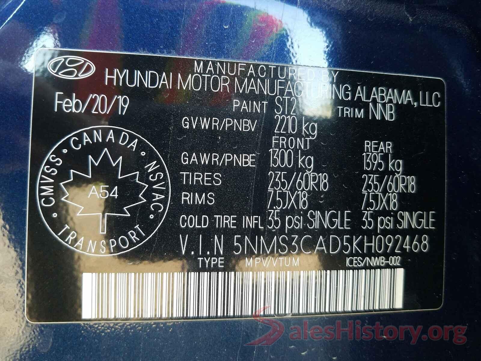 5NMS3CAD5KH092468 2019 HYUNDAI SANTA FE