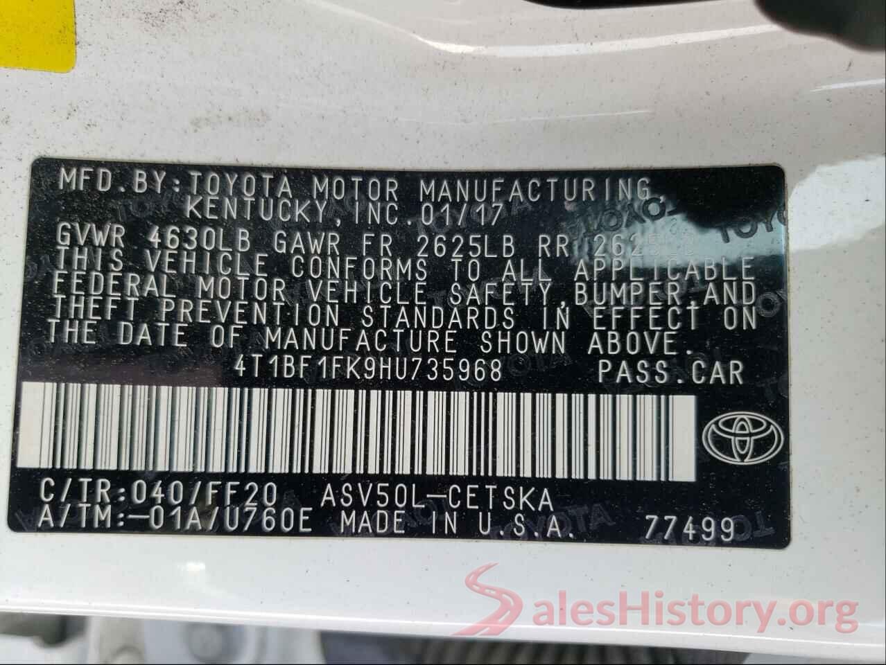 4T1BF1FK9HU735968 2017 TOYOTA CAMRY