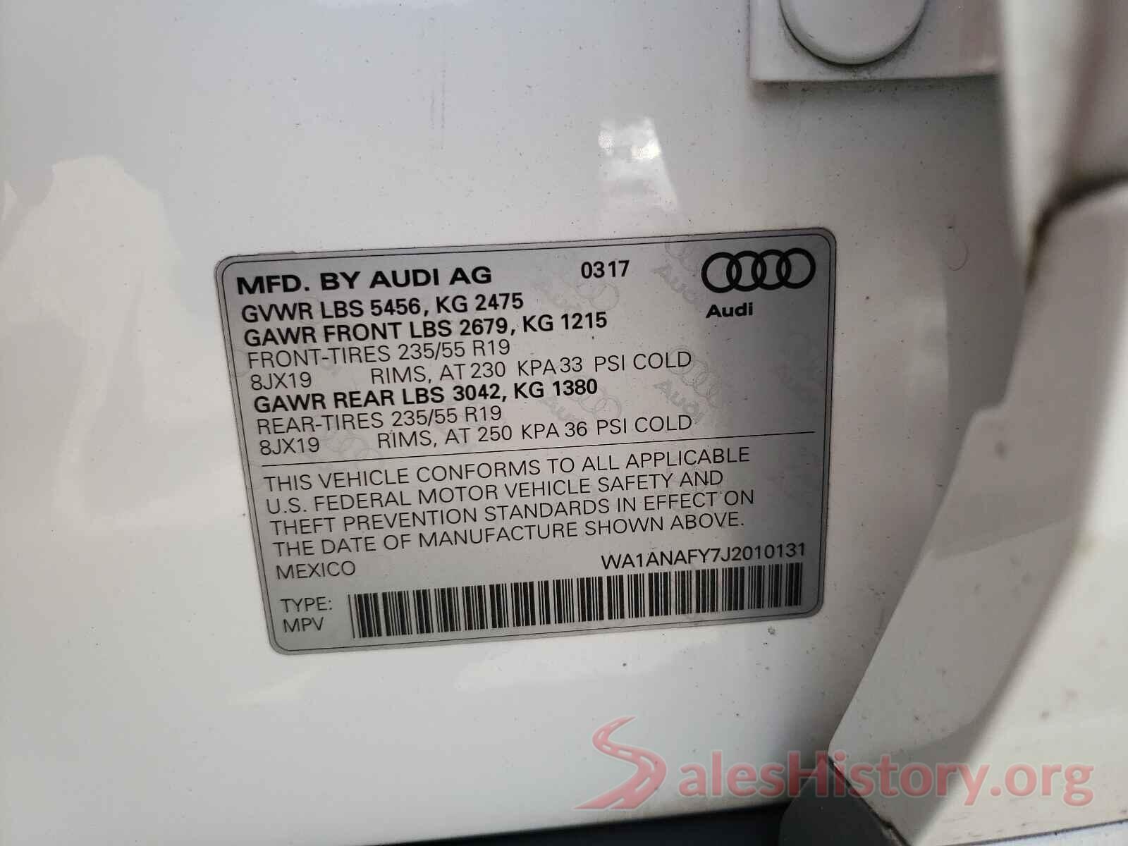 WA1ANAFY7J2010131 2018 AUDI Q5