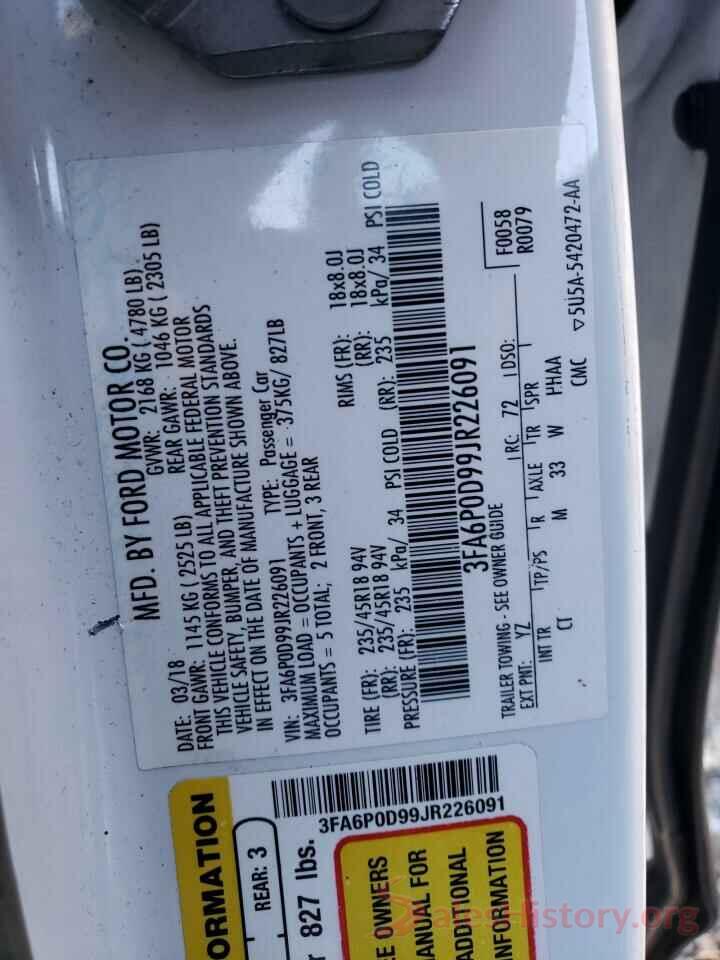 3FA6P0D99JR226091 2018 FORD FUSION