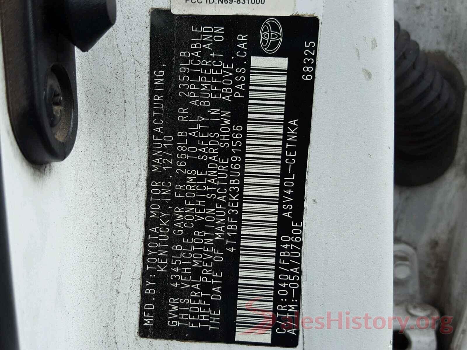 4T1BF3EK3BU691566 2011 TOYOTA CAMRY BASE