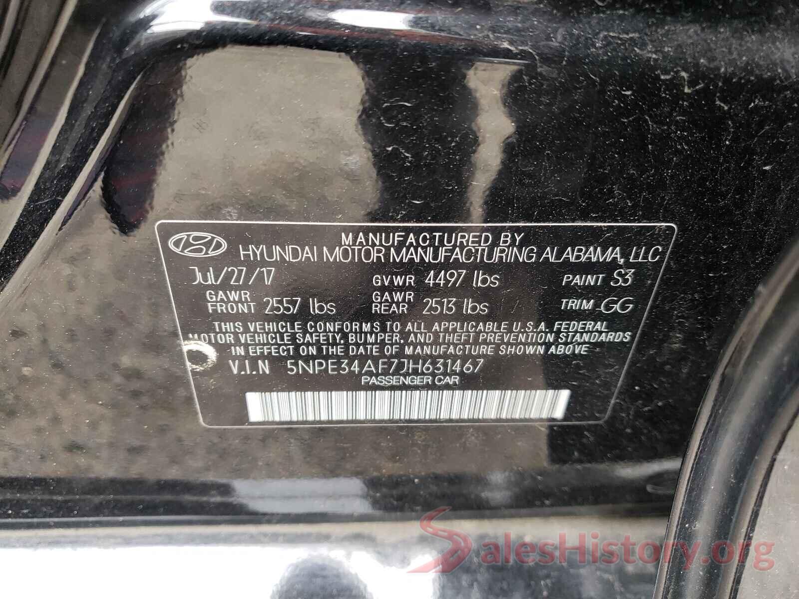 5NPE34AF7JH631467 2018 HYUNDAI SONATA