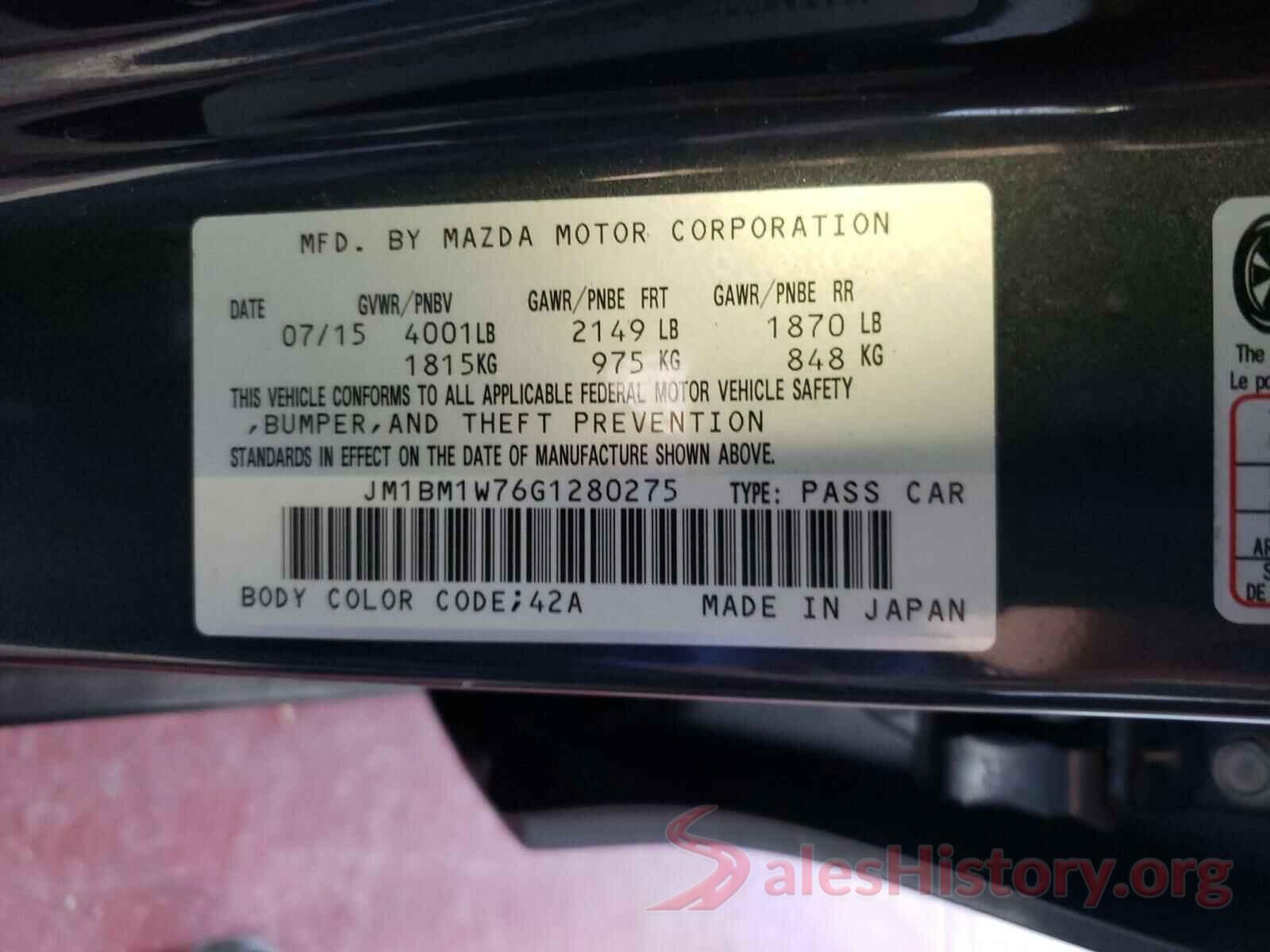 JM1BM1W76G1280275 2016 MAZDA 3