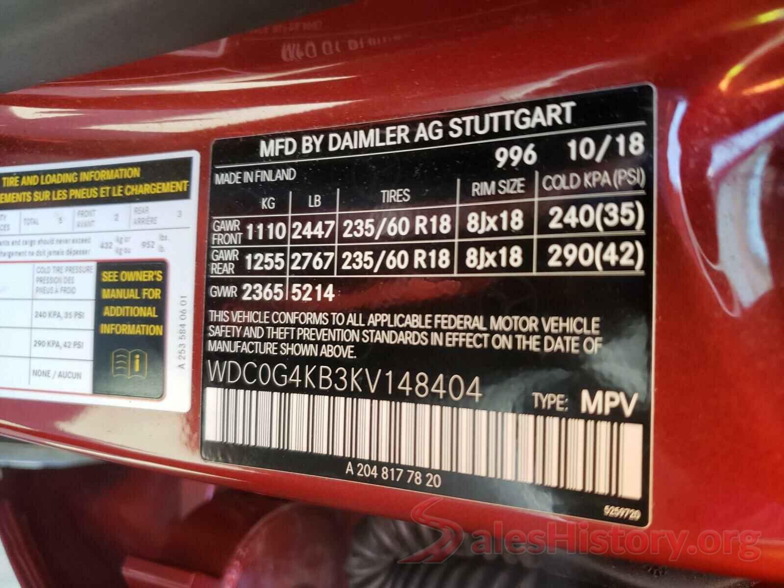 WDC0G4KB3KV148404 2019 MERCEDES-BENZ GLC-CLASS