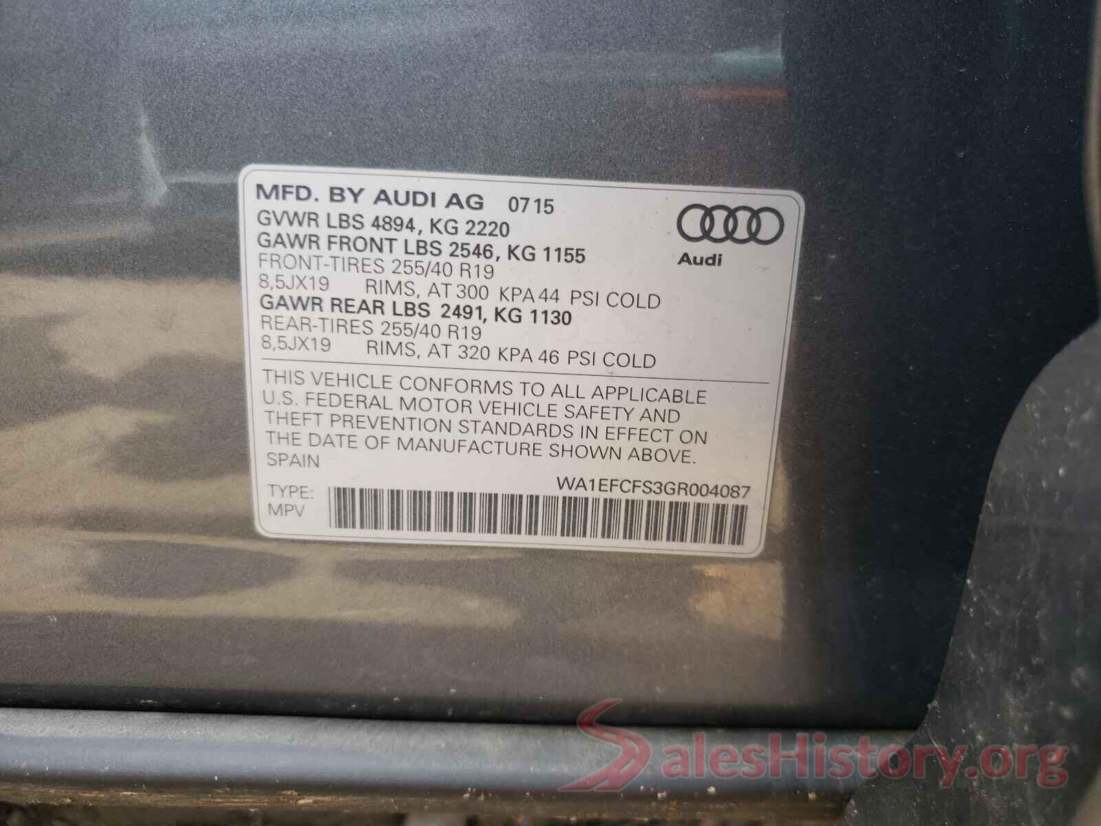 WA1EFCFS3GR004087 2016 AUDI Q3