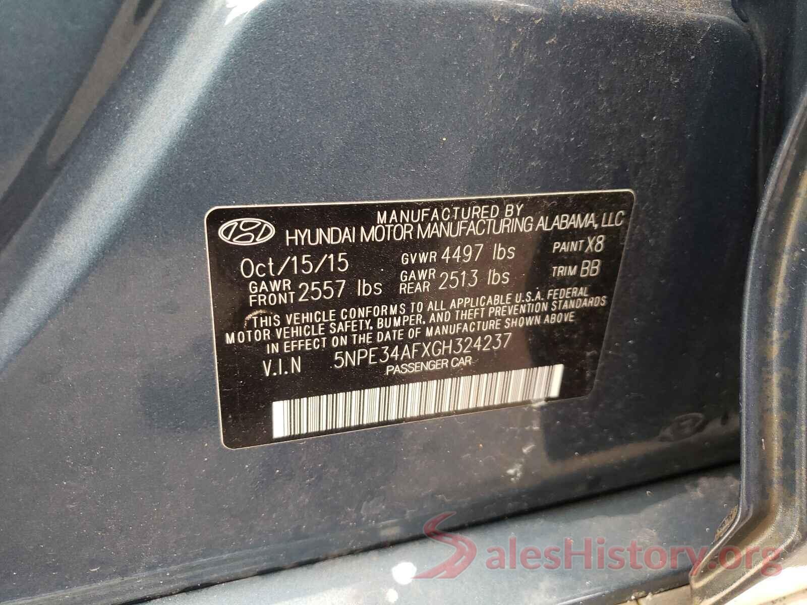 5NPE34AFXGH324237 2016 HYUNDAI SONATA