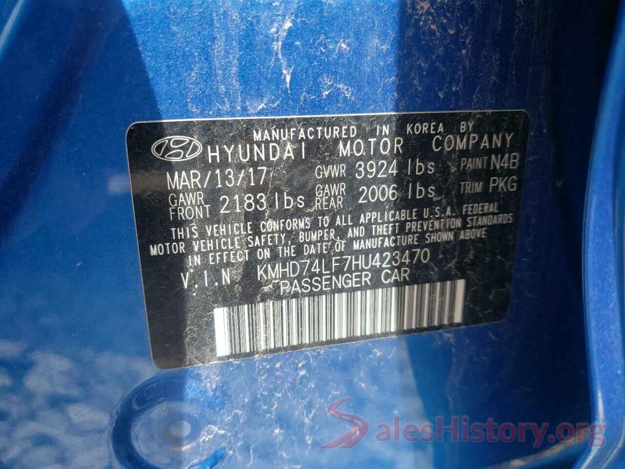 KMHD74LF7HU423470 2017 HYUNDAI ELANTRA