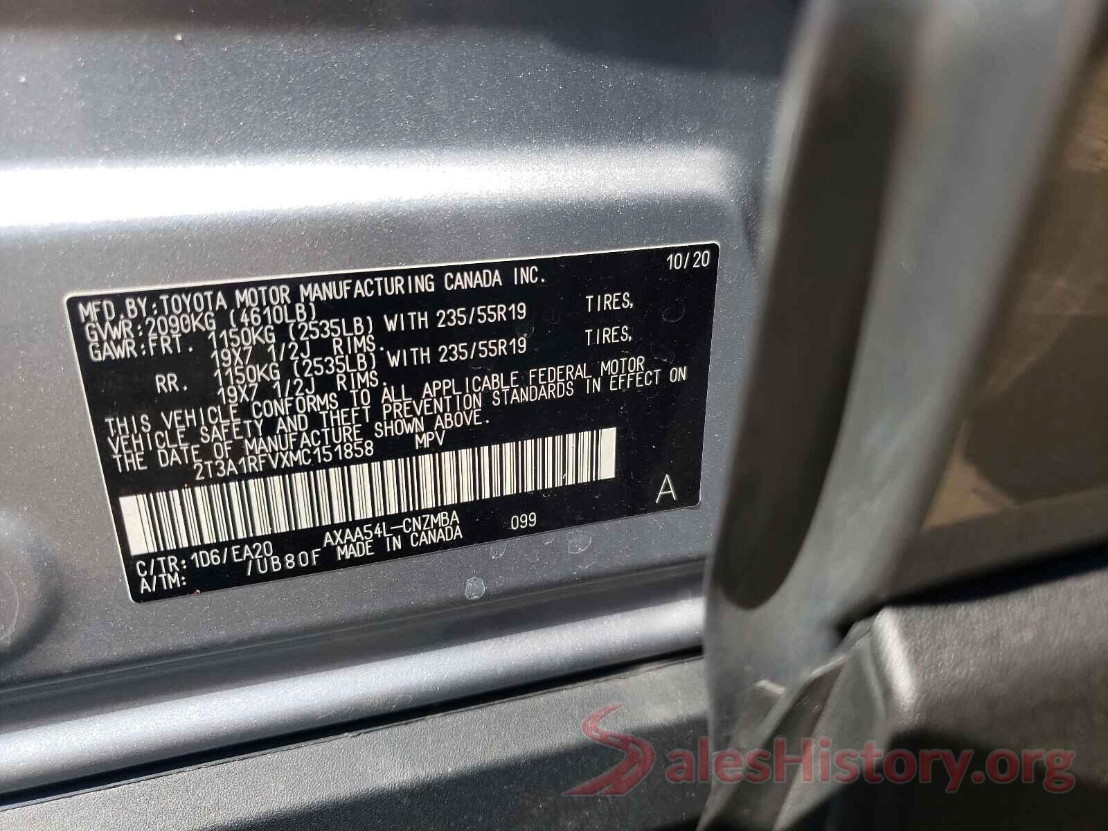 2T3A1RFVXMC151858 2021 TOYOTA RAV4