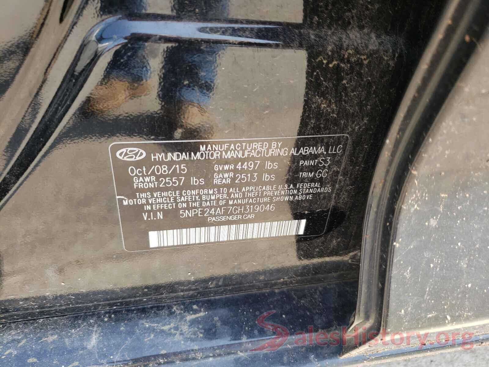 5NPE24AF7GH319046 2016 HYUNDAI SONATA