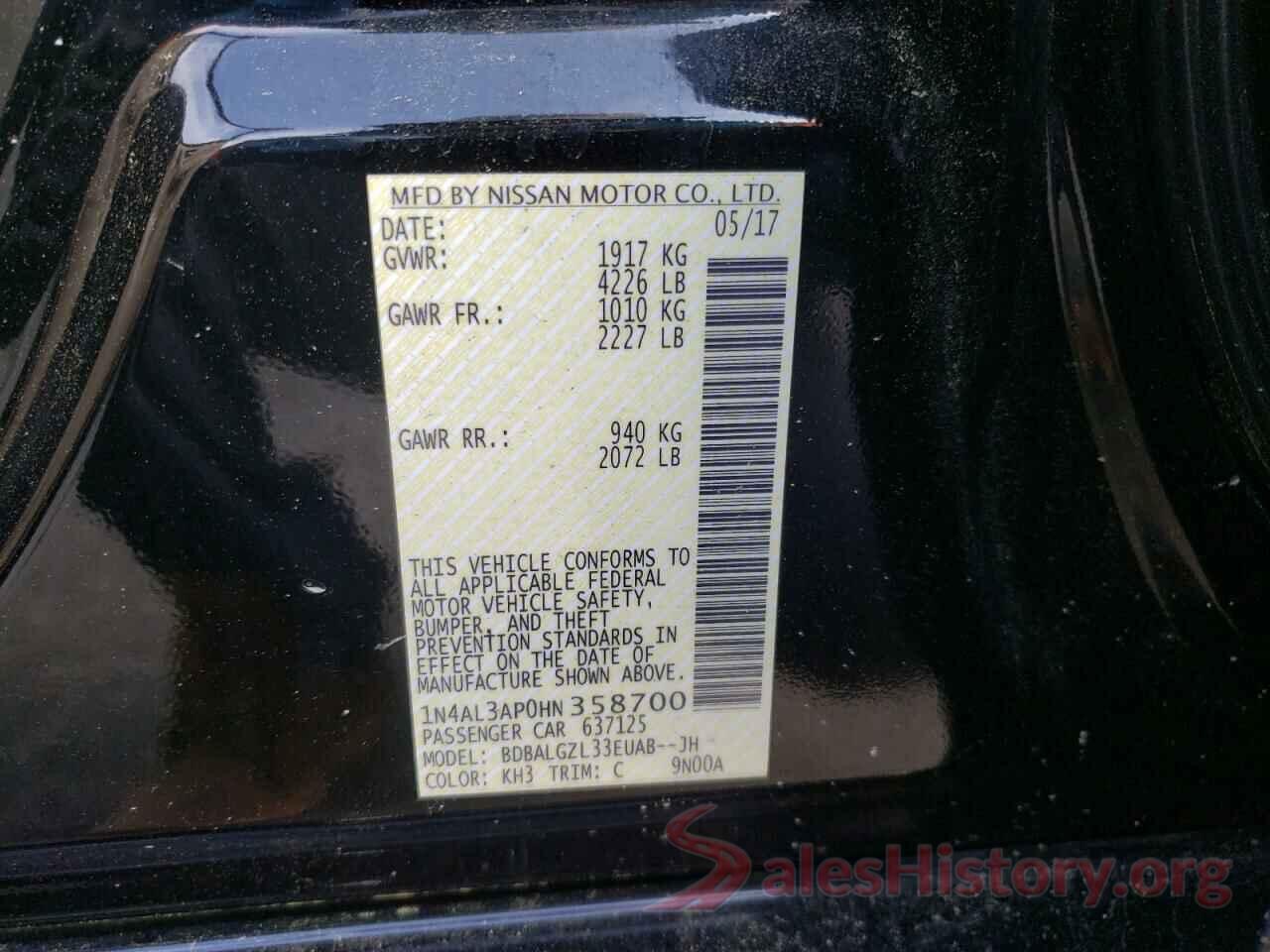 1N4AL3AP0HN358700 2017 NISSAN ALTIMA