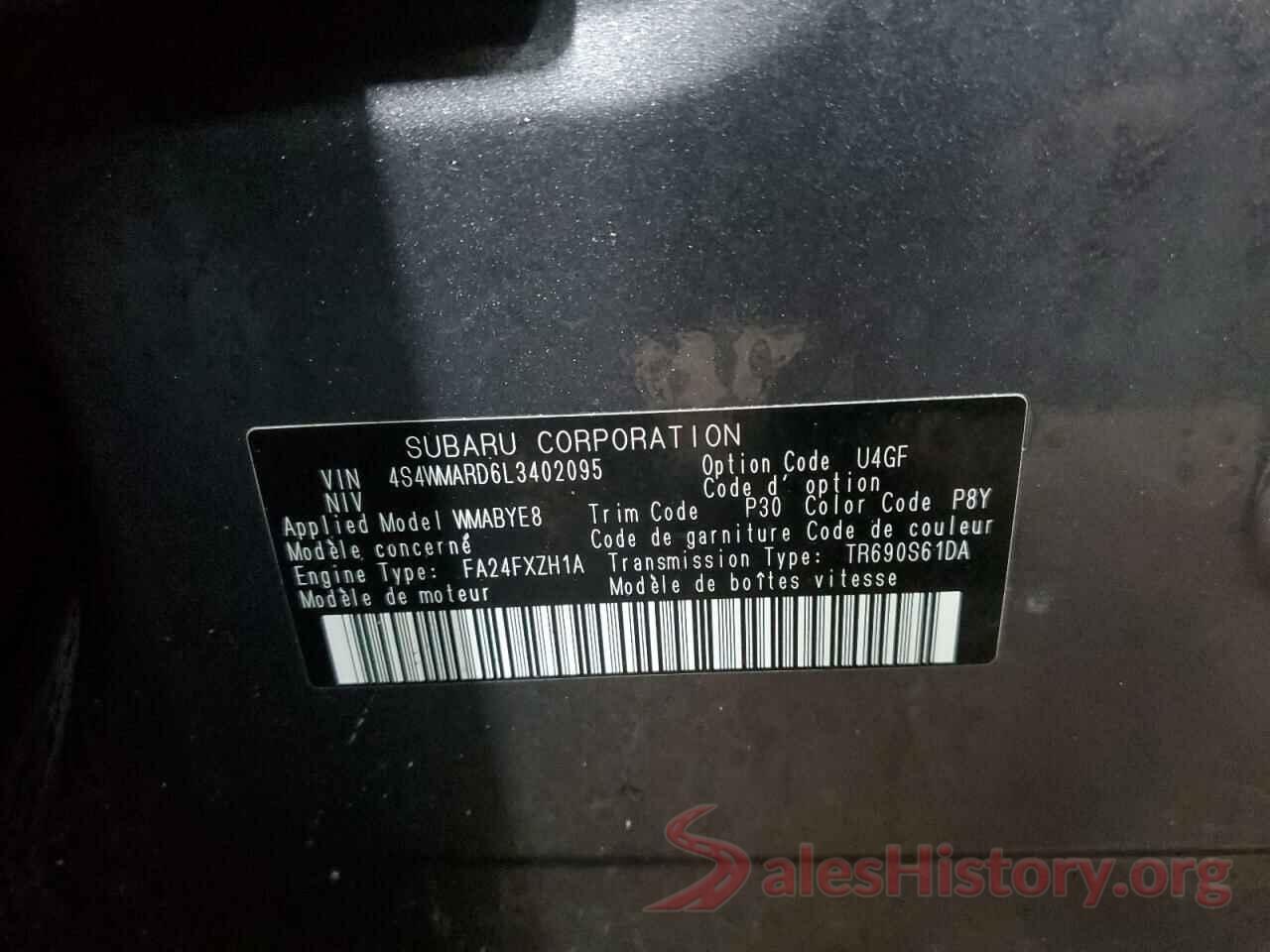 4S4WMARD6L3402095 2020 SUBARU ASCENT