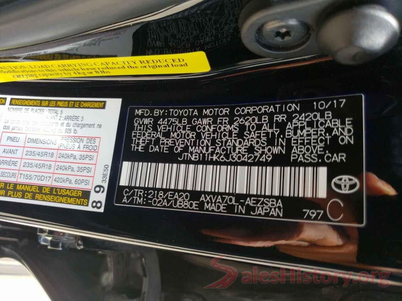 JTNB11HK6J3042749 2018 TOYOTA CAMRY