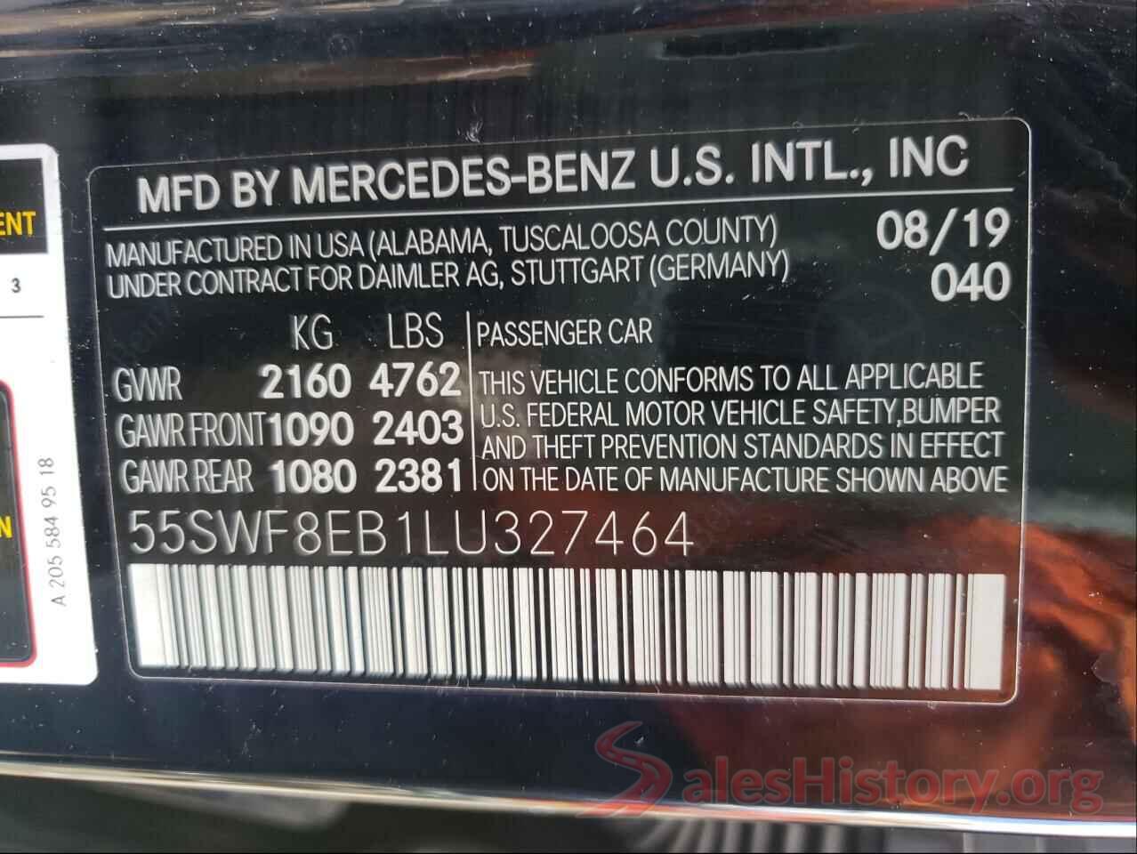 55SWF8EB1LU327464 2020 MERCEDES-BENZ C-CLASS