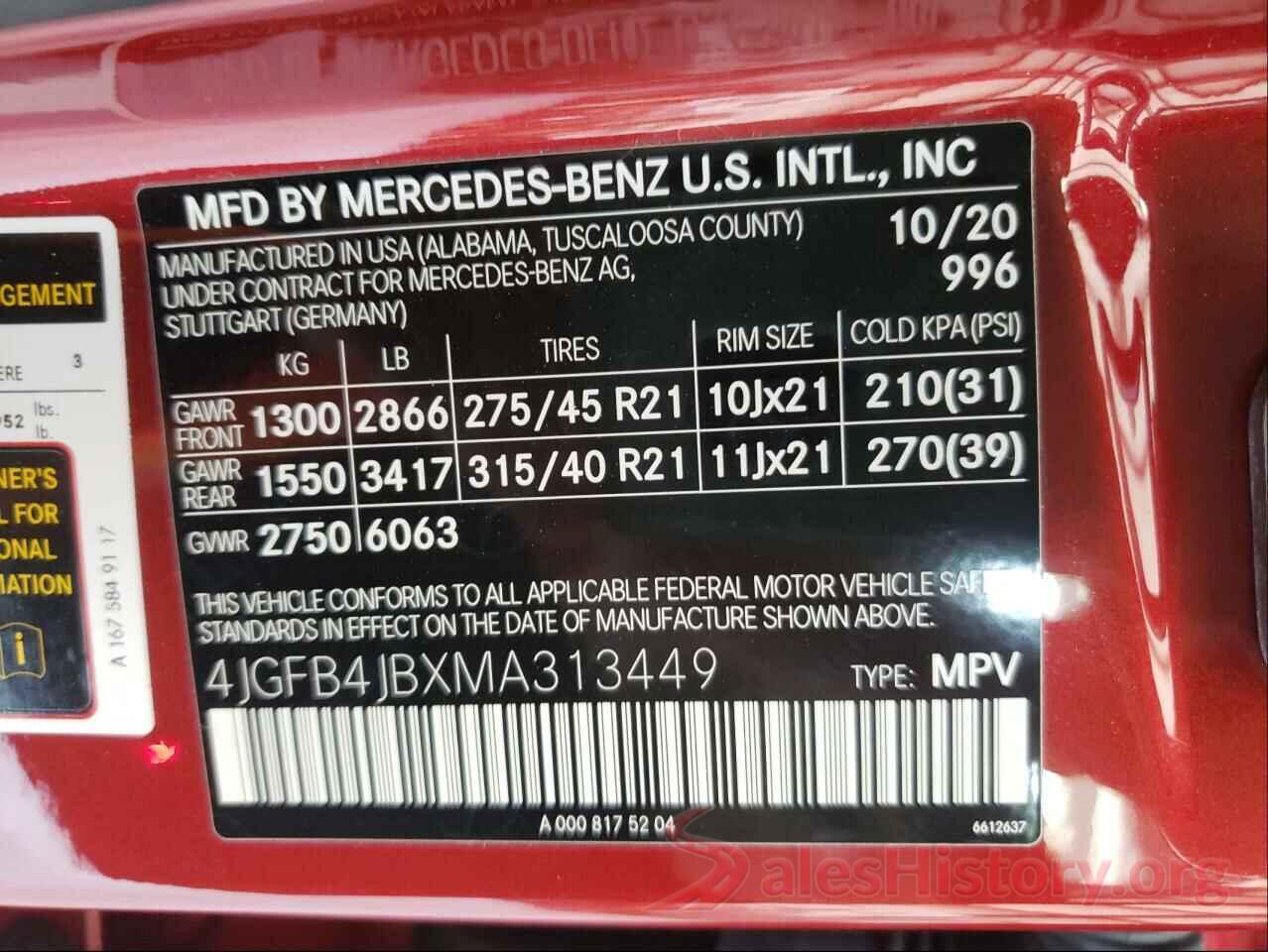 4JGFB4JBXMA313449 2021 MERCEDES-BENZ GLE-CLASS