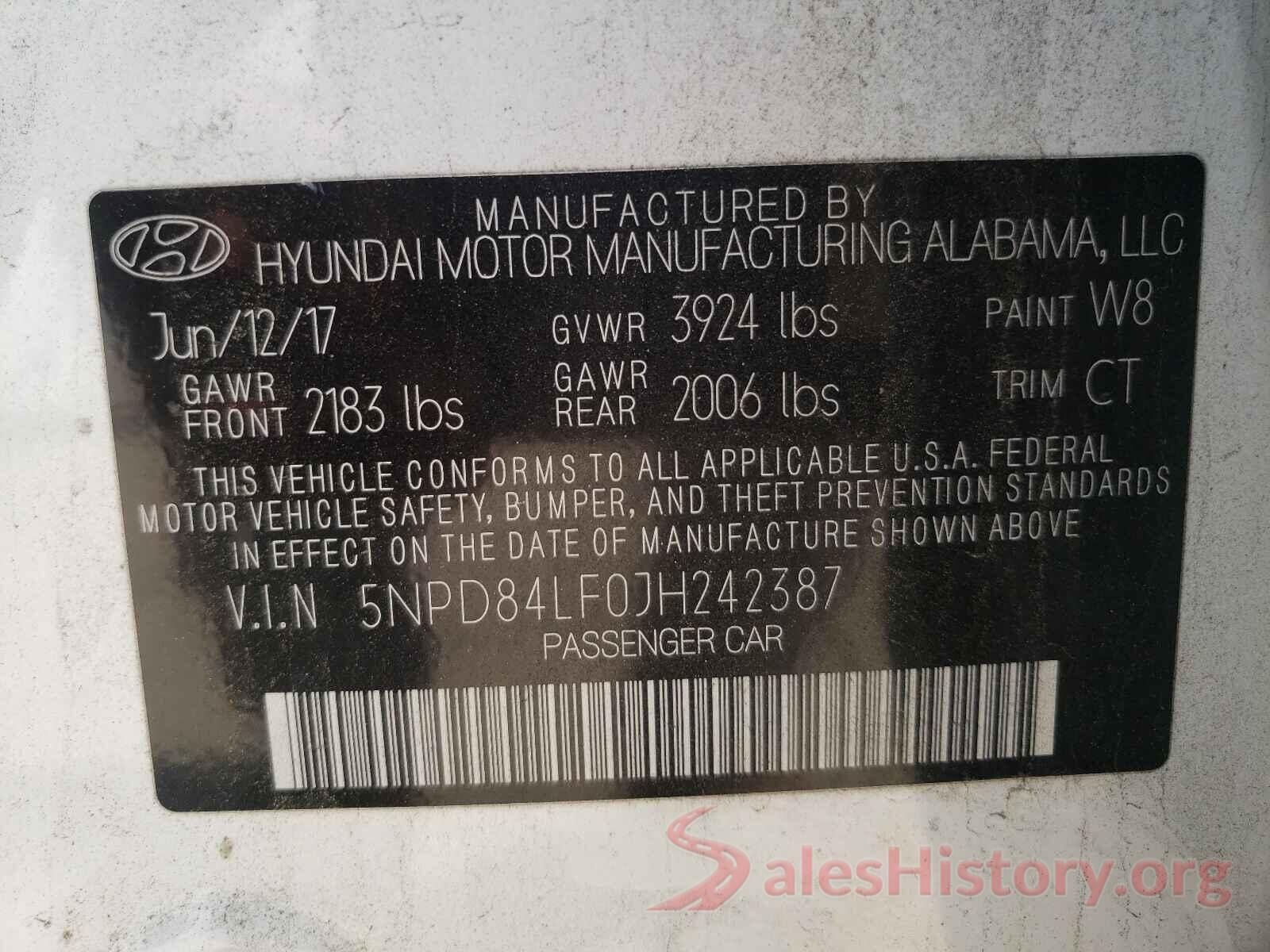 5NPD84LF0JH242387 2018 HYUNDAI ELANTRA