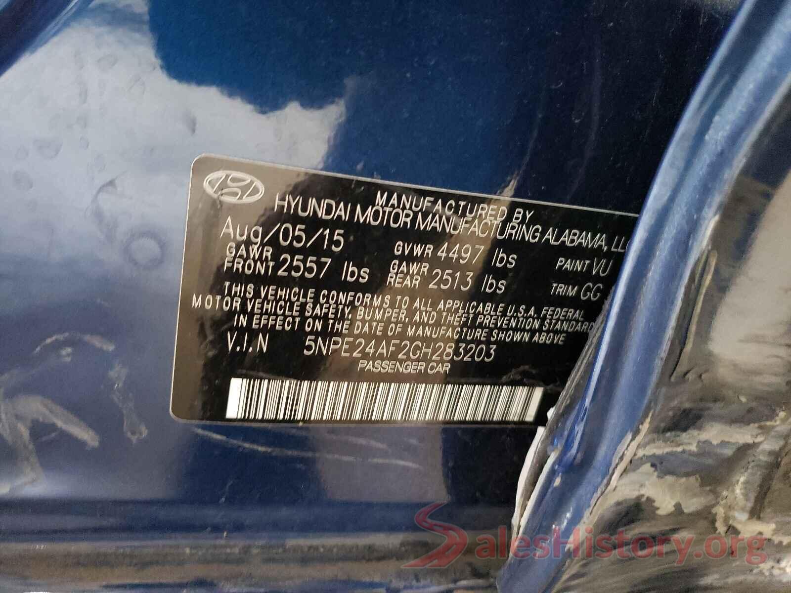 5NPE24AF2GH283203 2016 HYUNDAI SONATA