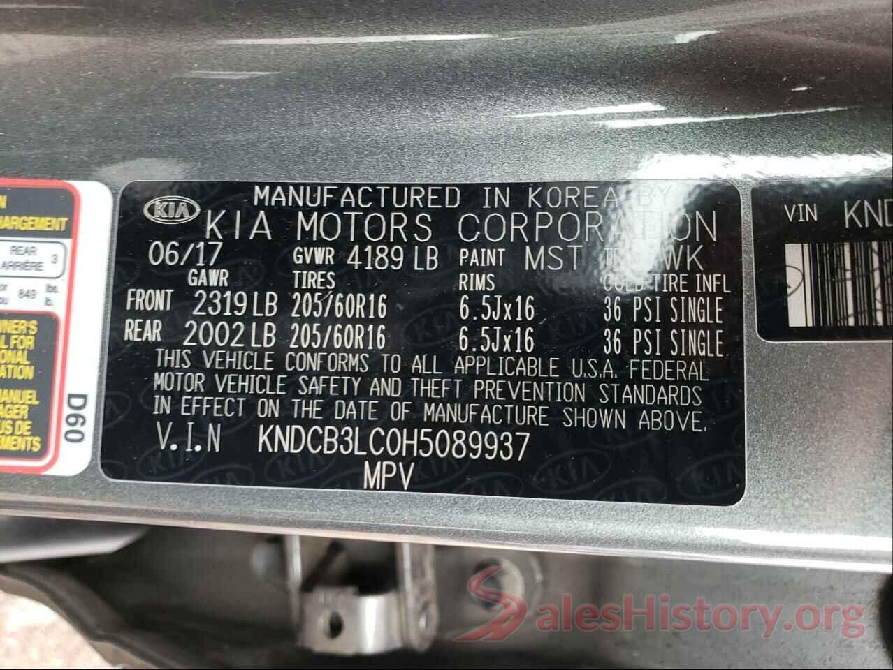 KNDCB3LC0H5089937 2017 KIA NIRO