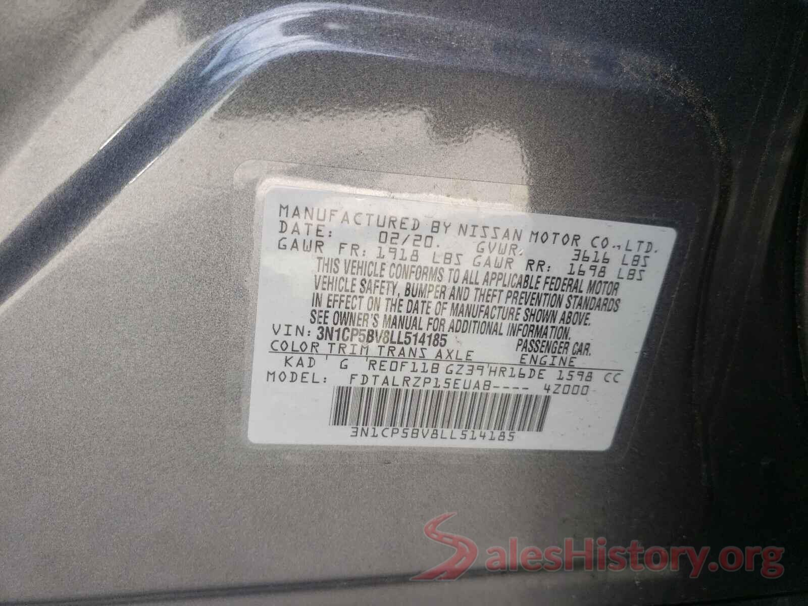 3N1CP5BV8LL514185 2020 NISSAN KICKS