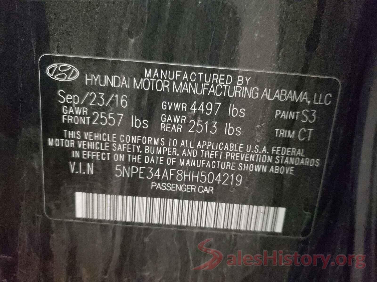 5NPE34AF8HH504219 2017 HYUNDAI SONATA