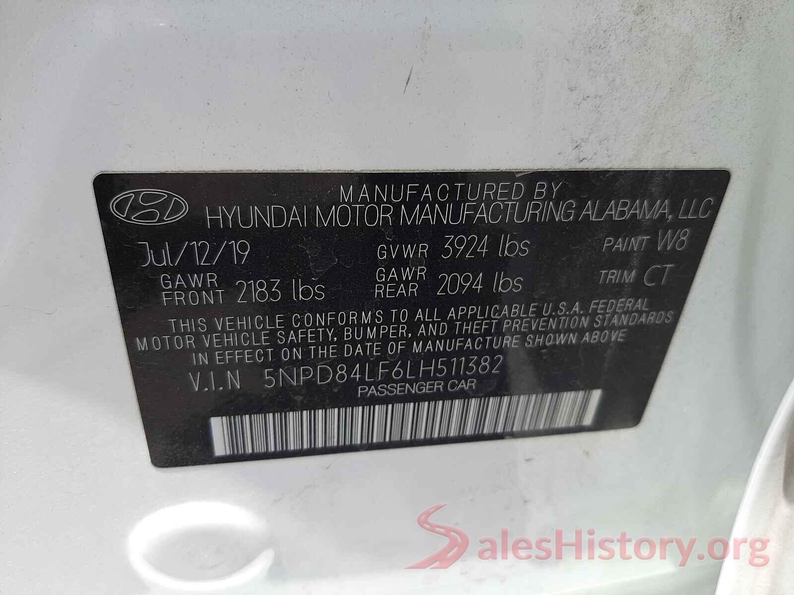 5NPD84LF6LH511382 2020 HYUNDAI ELANTRA