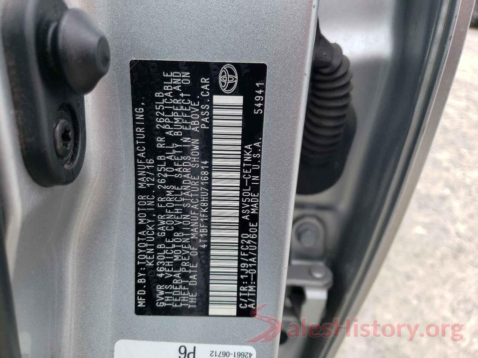 4T1BF1FK8HU716814 2017 TOYOTA CAMRY