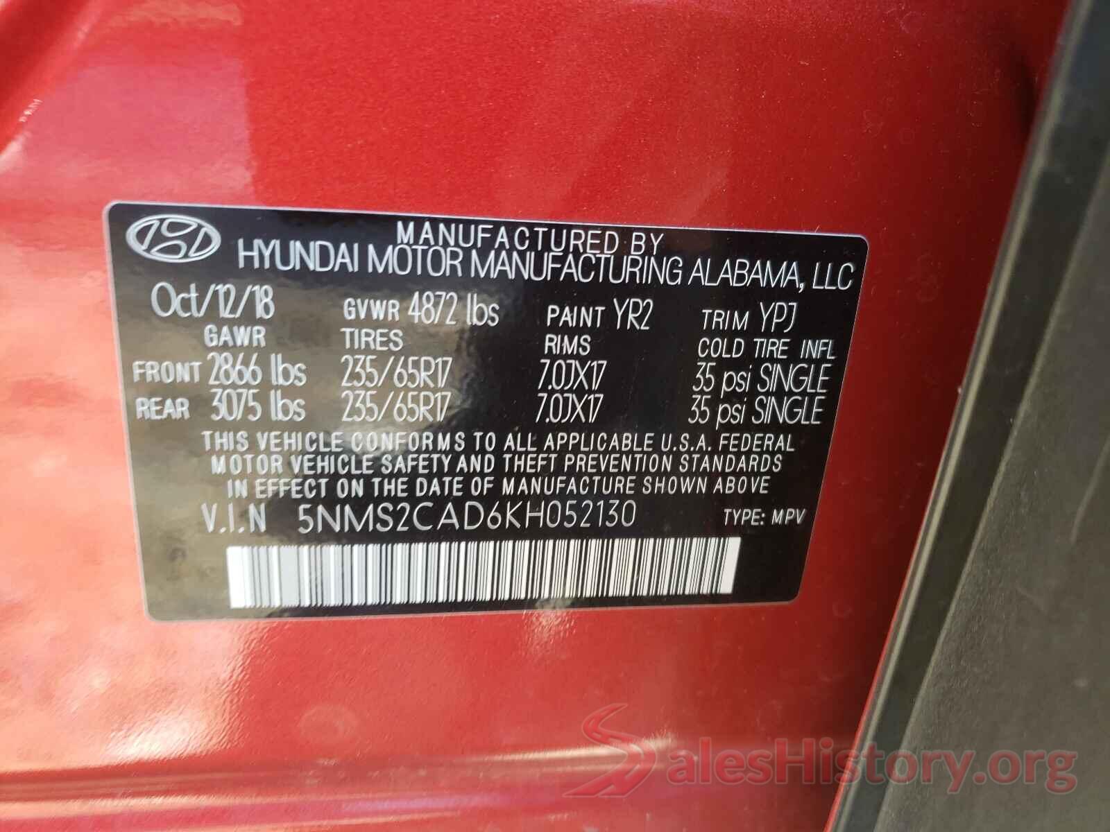 5NMS2CAD6KH052130 2019 HYUNDAI SANTA FE