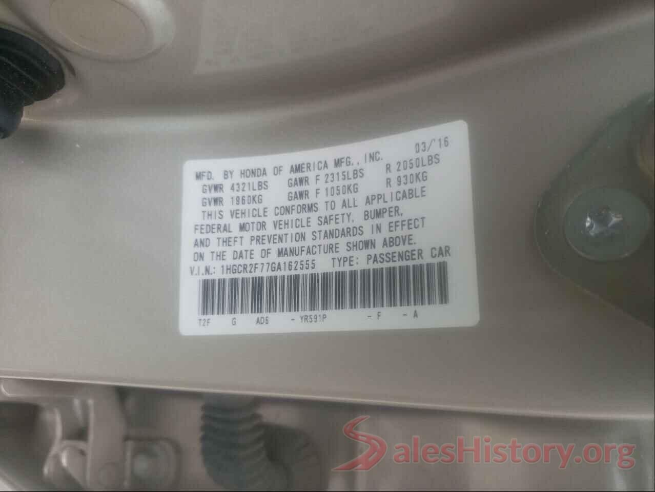 1HGCR2F77GA162555 2016 HONDA ACCORD