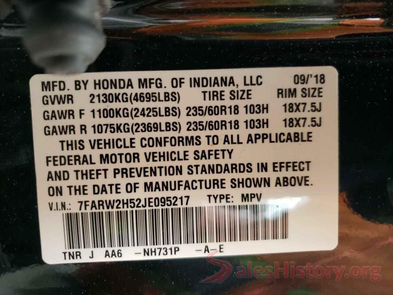 7FARW2H52JE095217 2018 HONDA CRV