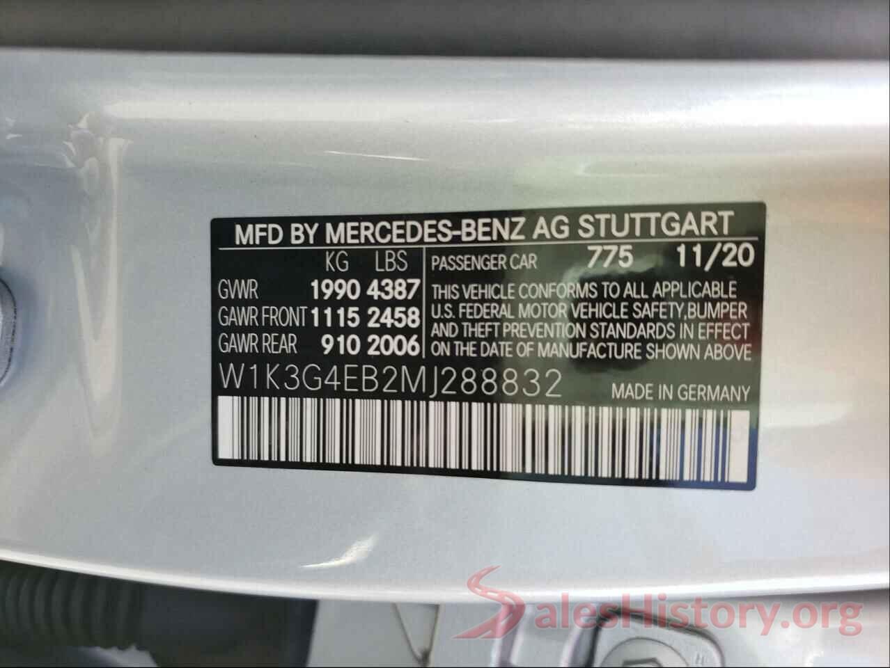 W1K3G4EB2MJ288832 2021 MERCEDES-BENZ ALL OTHER