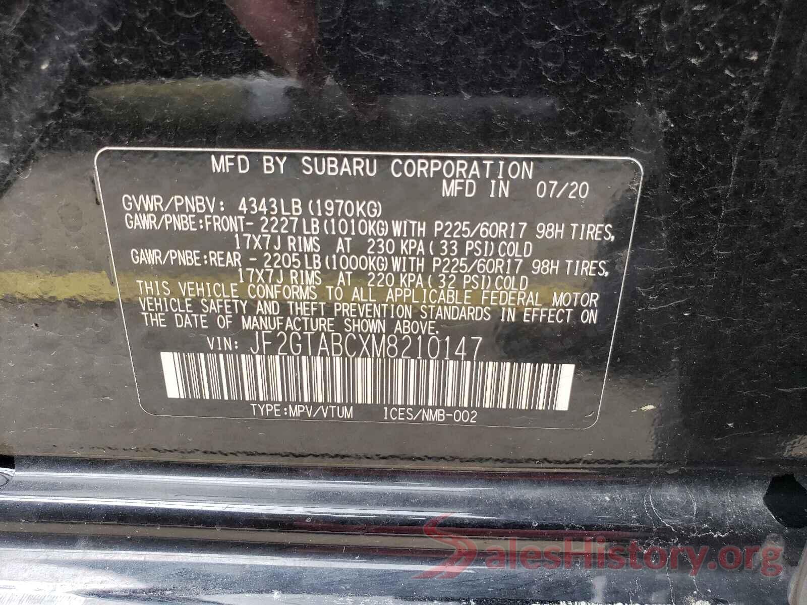 JF2GTABCXM8210147 2021 SUBARU CROSSTREK