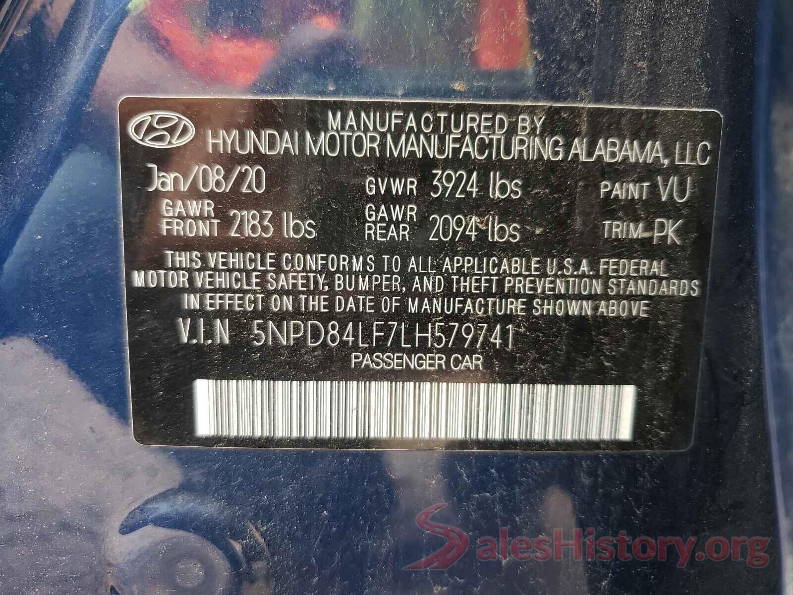 5NPD84LF7LH579741 2020 HYUNDAI ELANTRA